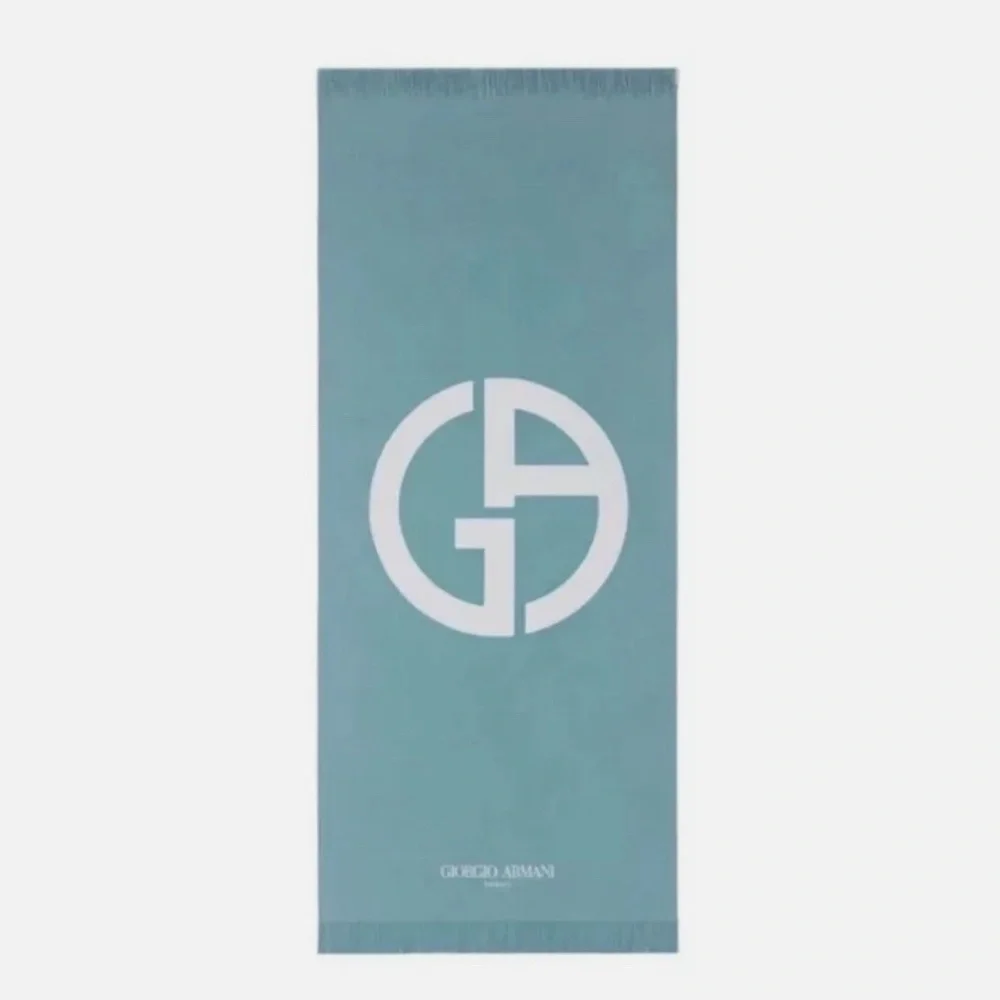 Giorgio Armani Beauty Green Luxury Beach Towel 100% Cotton Monogram Sealed NEW